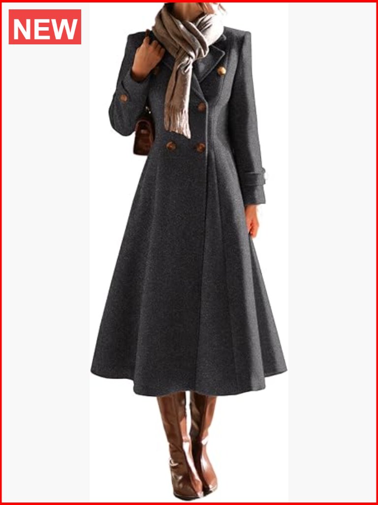 Double Breasted Wool Pea Coat Long Trench Jacket